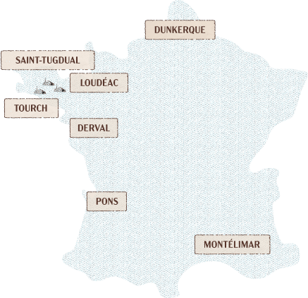 carte des lieux de production des produits Maitre Louis