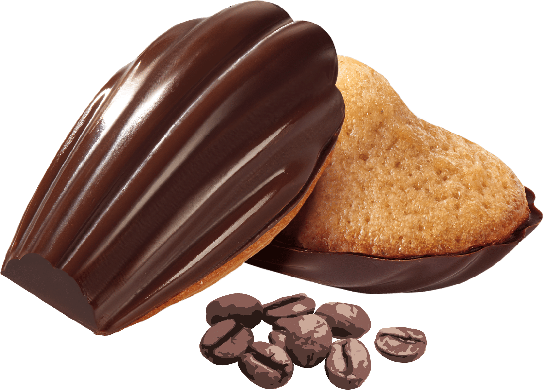 Madeleine café et sa coque en chocolat.
